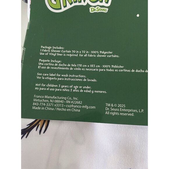 Dr. Seuss The Grinch Max Cindy Lou Christmas Holiday Shower Curtain 70 X 72” NEW - Picture 7 of 12